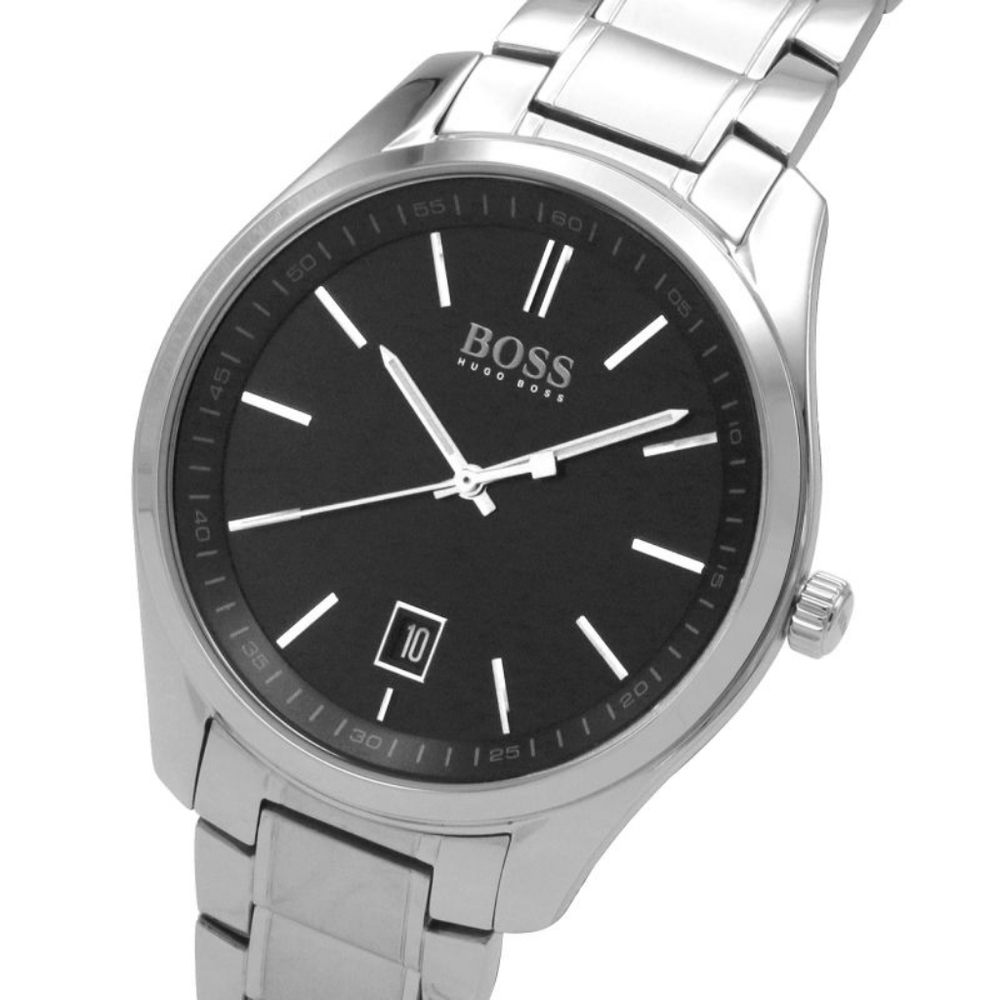 Authentic Hugo Boss Circuit Silver Tone Men's Analog Quartz Watch w/ Black Dial